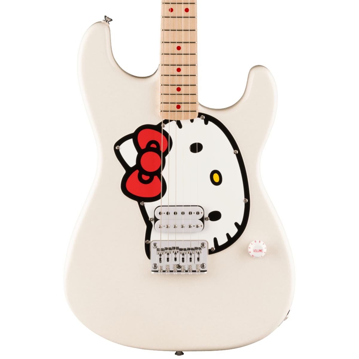 Squier Limited Edition Hello Kitty Stratocaster Electric Guitar, Maple Fingerboard, White
