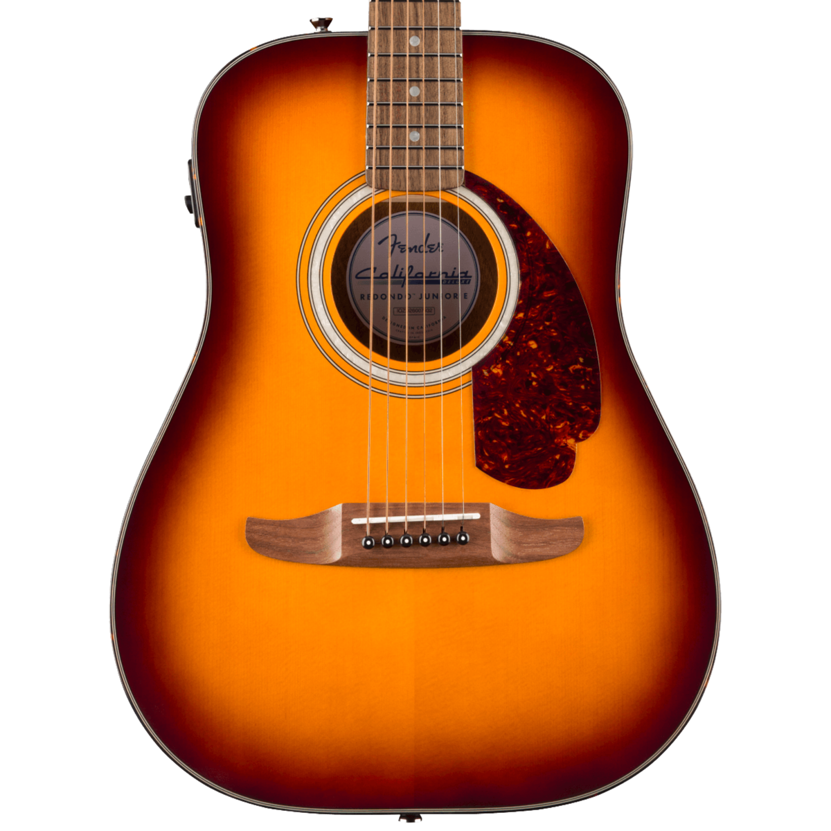 Fender California Deluxe Redondo Jr. E Acoustic-Electric Guitar, Honey Sunburst