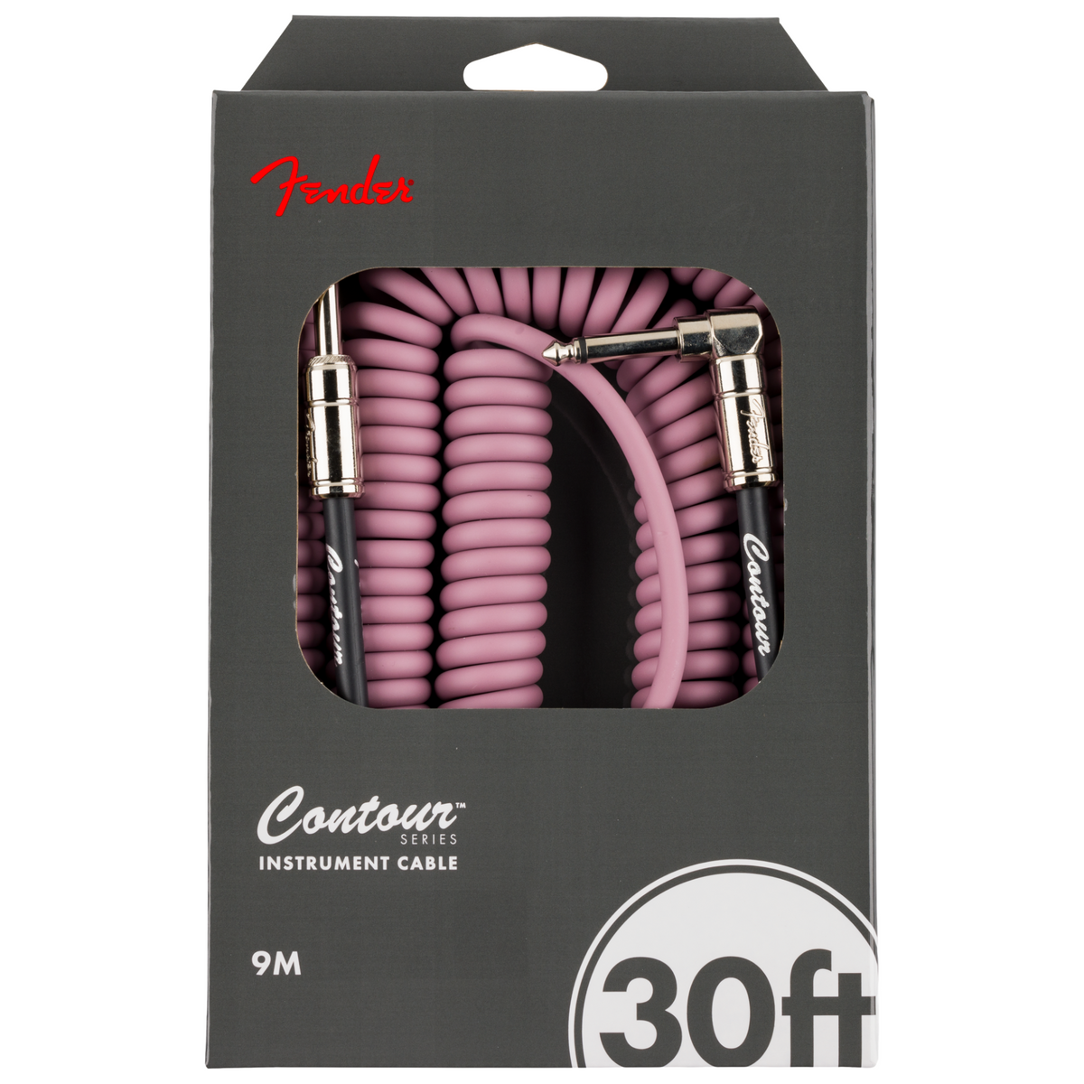 Fender Contour Series 30' Coiled Instrument Cable, Burgundy Mist