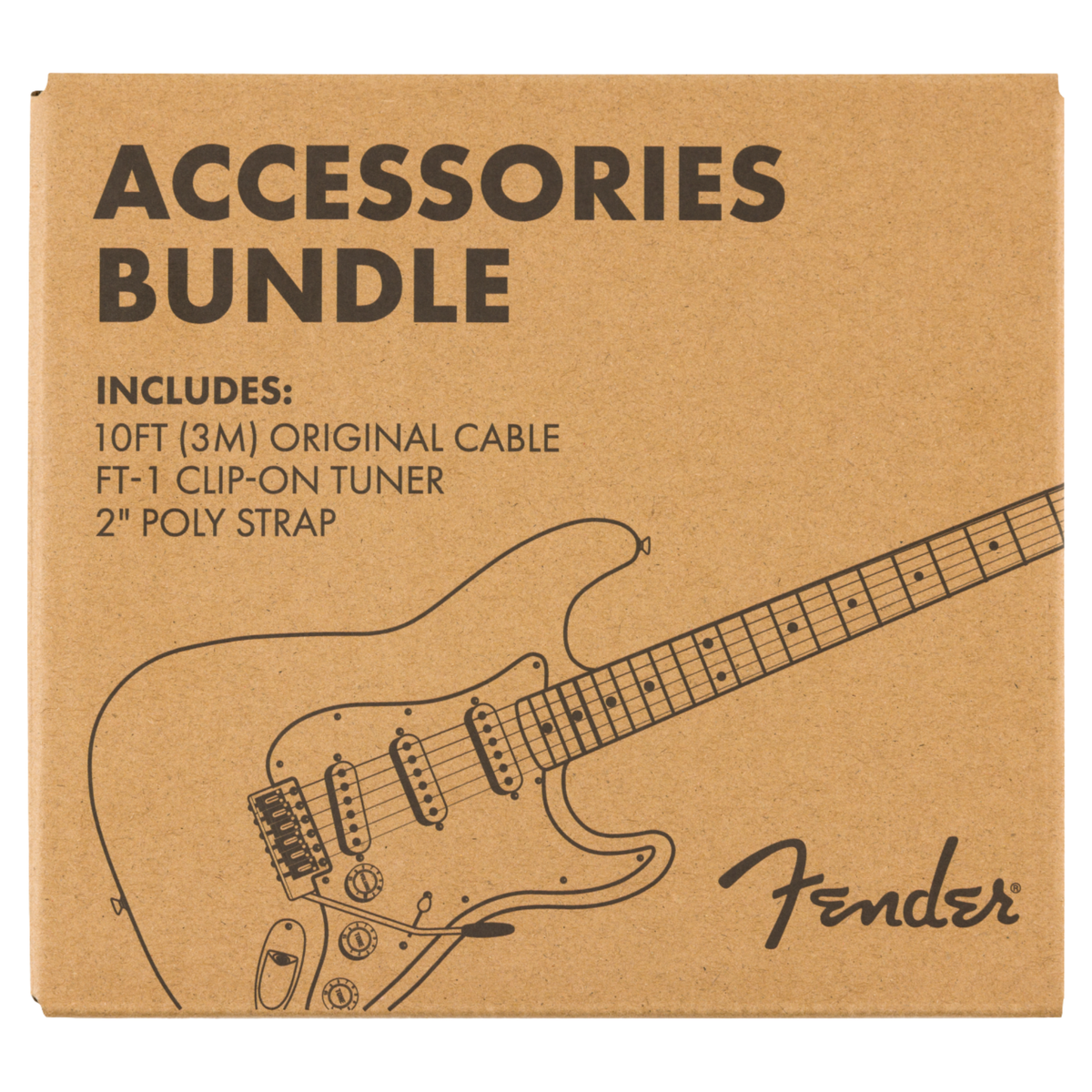Fender Accessory Essentials Pack w/Cable, Clip On Tuner, Strap