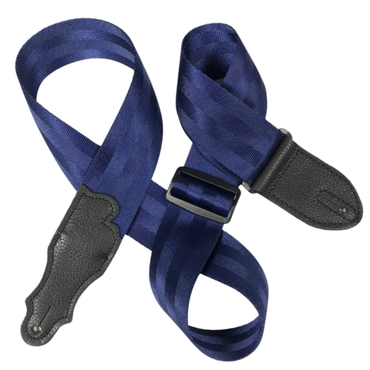 Franklin Strap 2" Nylon/Two-Ply Glove Leather Ends Seatbelt Strap, Blue