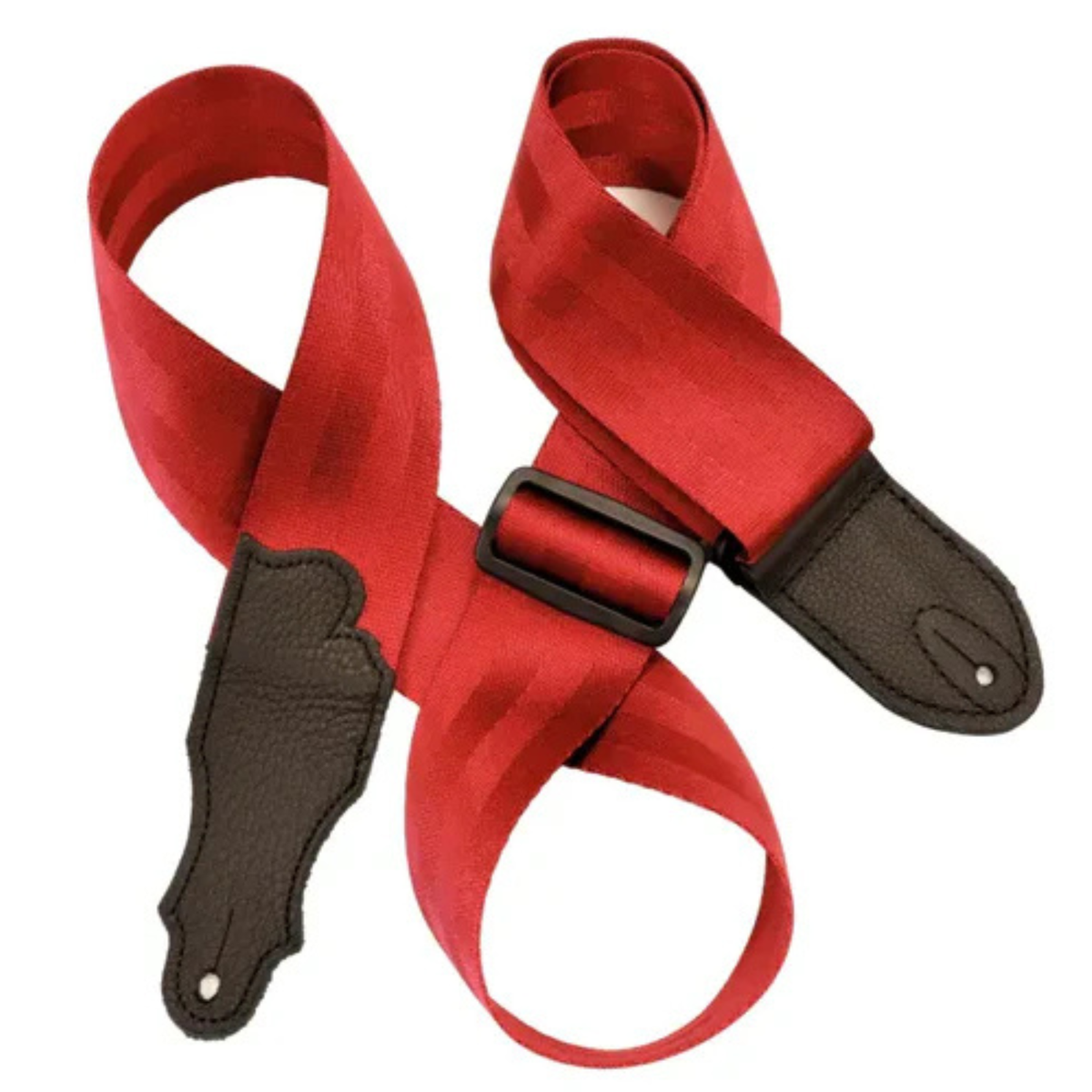 Franklin Strap 2" Nylon/Two-Ply Glove Leather Ends Seatbelt Strap, Red