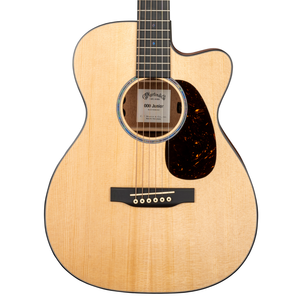 Martin 000 Junior E Cutaway Acoustic-Electric Guitar, Spruce/Sapele, Natural