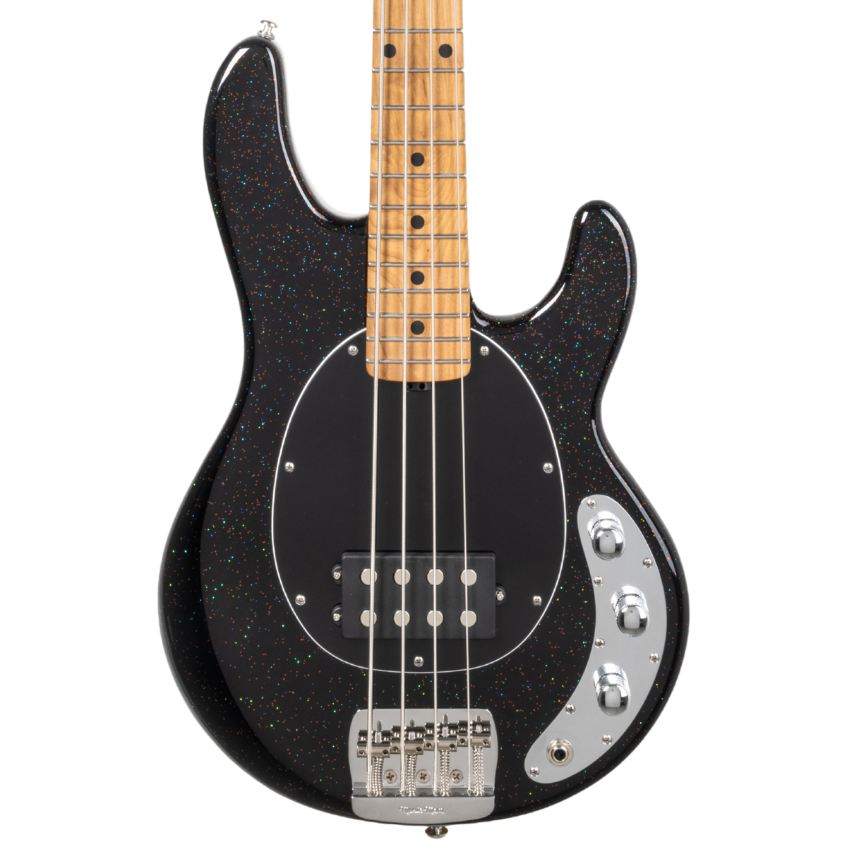 Music Man Short Scale StingRay Bass Guitar, Roasted Maple Fingerboard, Midnight Confetti