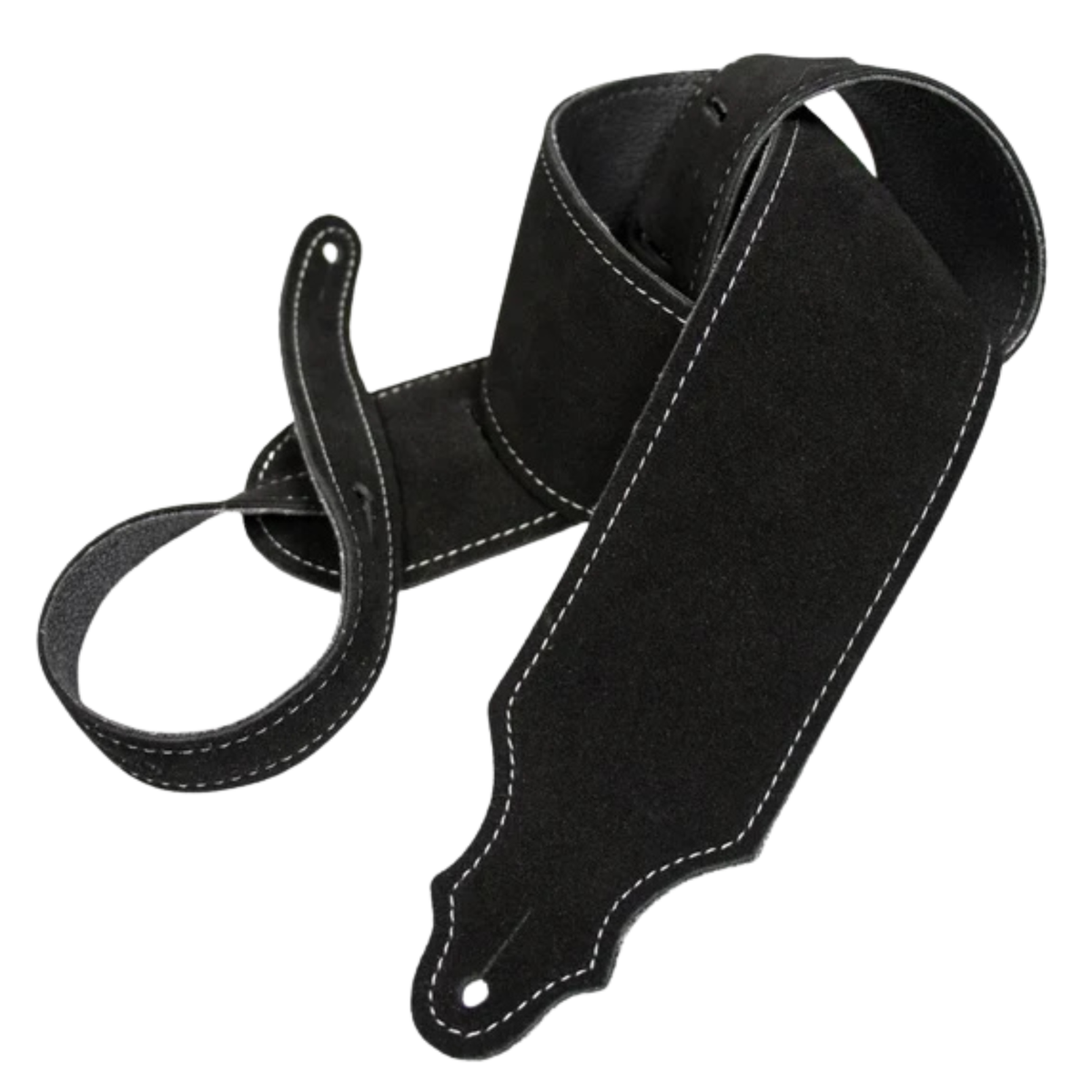 Franklin Strap 3" Purist Suede Guitar Strap, Black w/ Silver Stitching