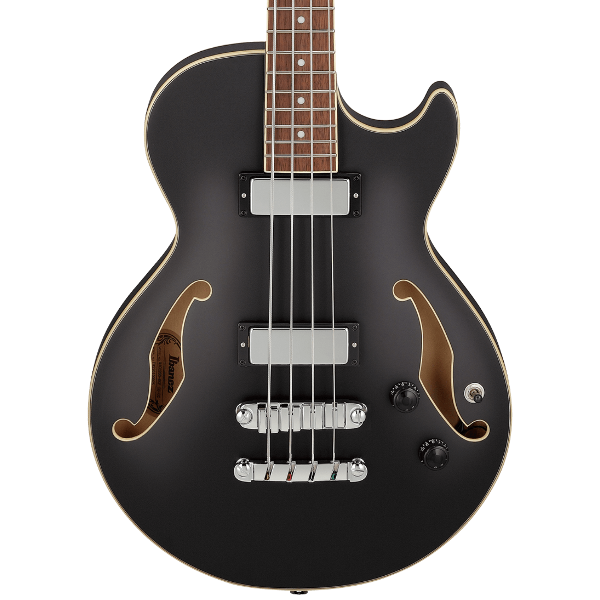 Ibanez AGB200 Semi-Hollow Electric Bass Guitar, Black Flat