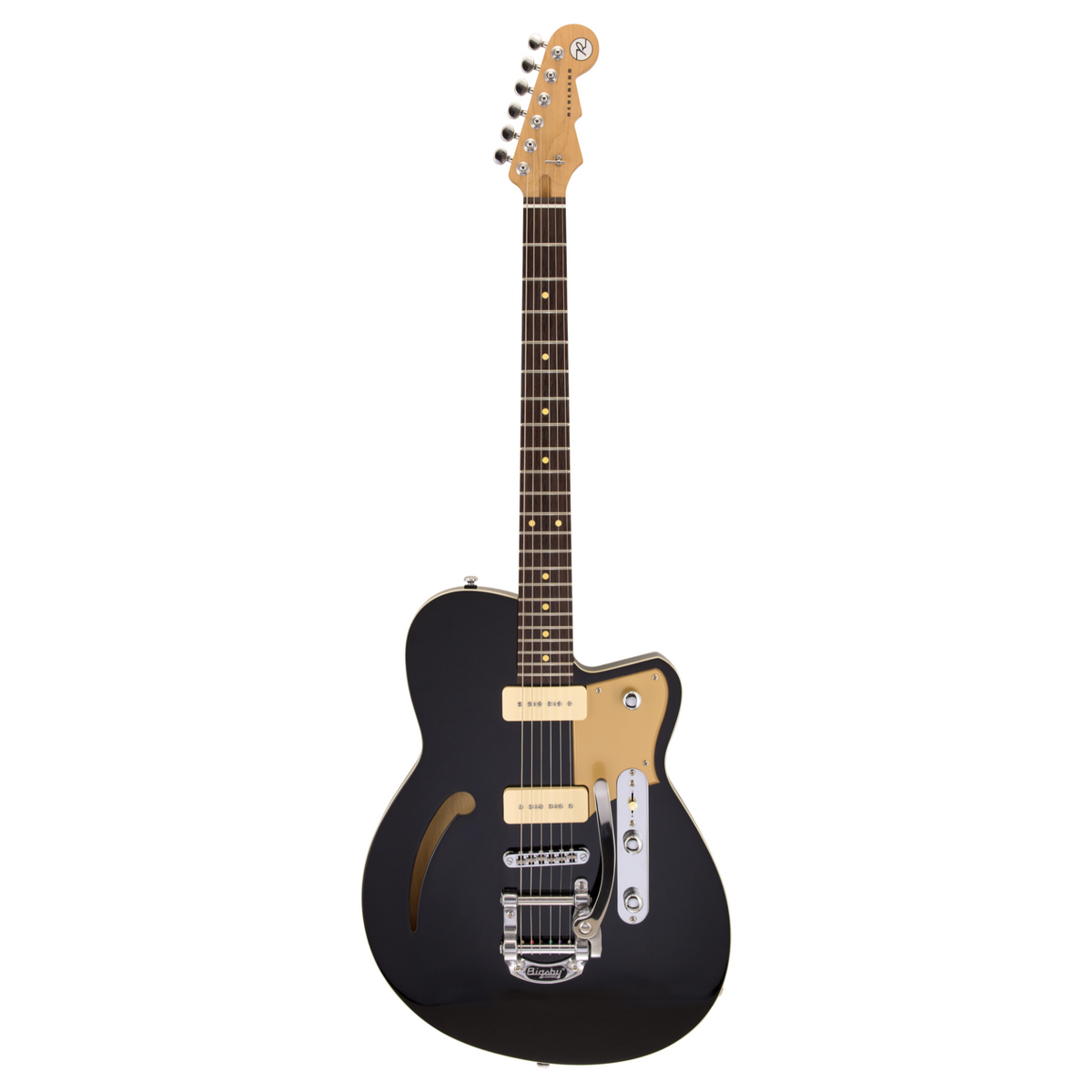 2024 Reverend Club King 290 Semi-Hollow Electric Guitar, Rosewood Fingerboard, Midnight Black w/Bigsby