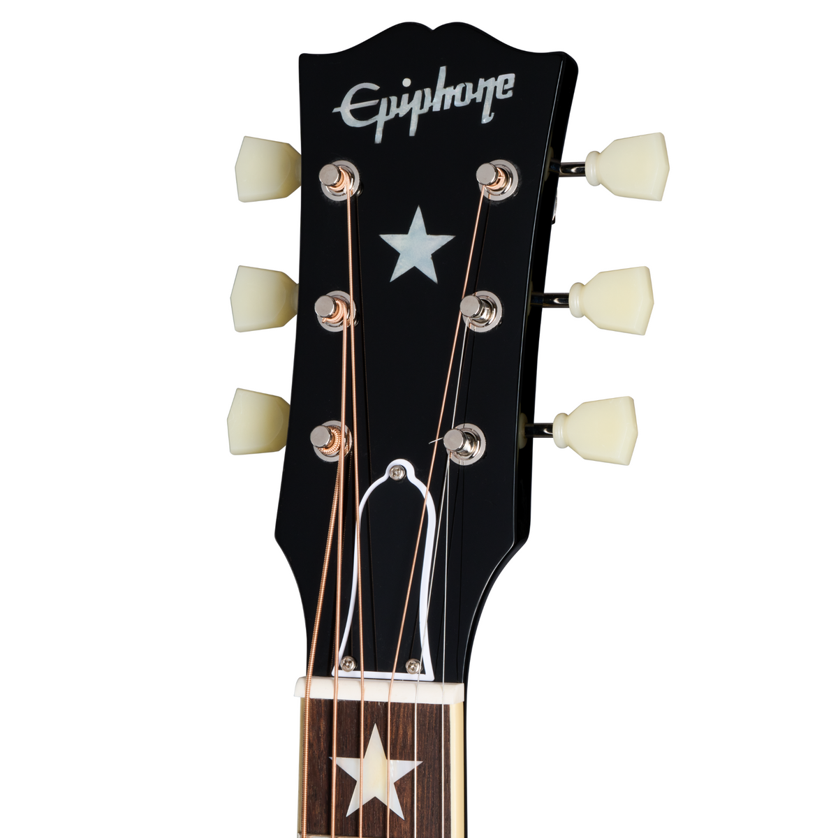 Epiphone J-180 LS Acoustic-Electric Guitar, Ebony w/Hard Case
