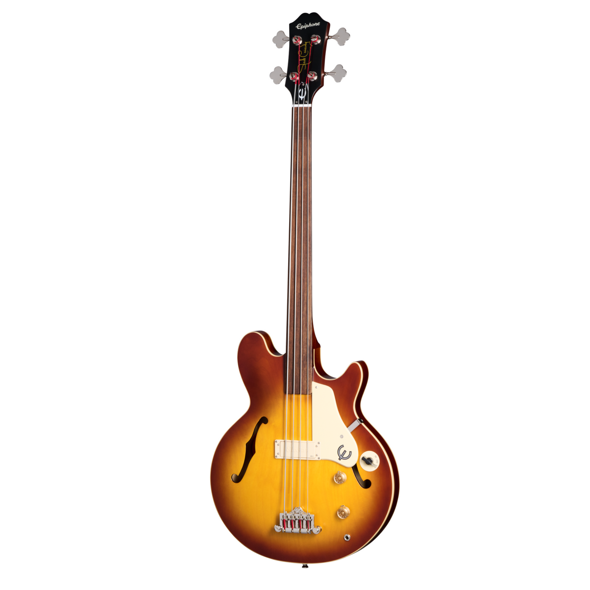 Epiphone Jack Casady Fretless Bass Guitar w/Premium Gigbag, Aged Royal Tan