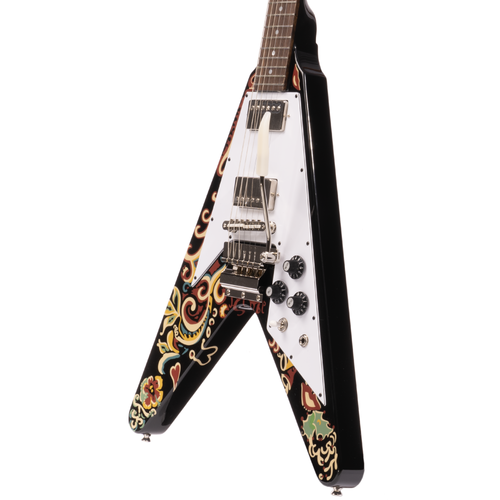 Epiphone Jimi Hendrix "Love Drops" Flying V Electric Guitar, Ebony w/ Artwork
