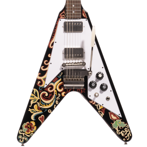Epiphone Jimi Hendrix "Love Drops" Flying V Electric Guitar, Ebony w/ Artwork