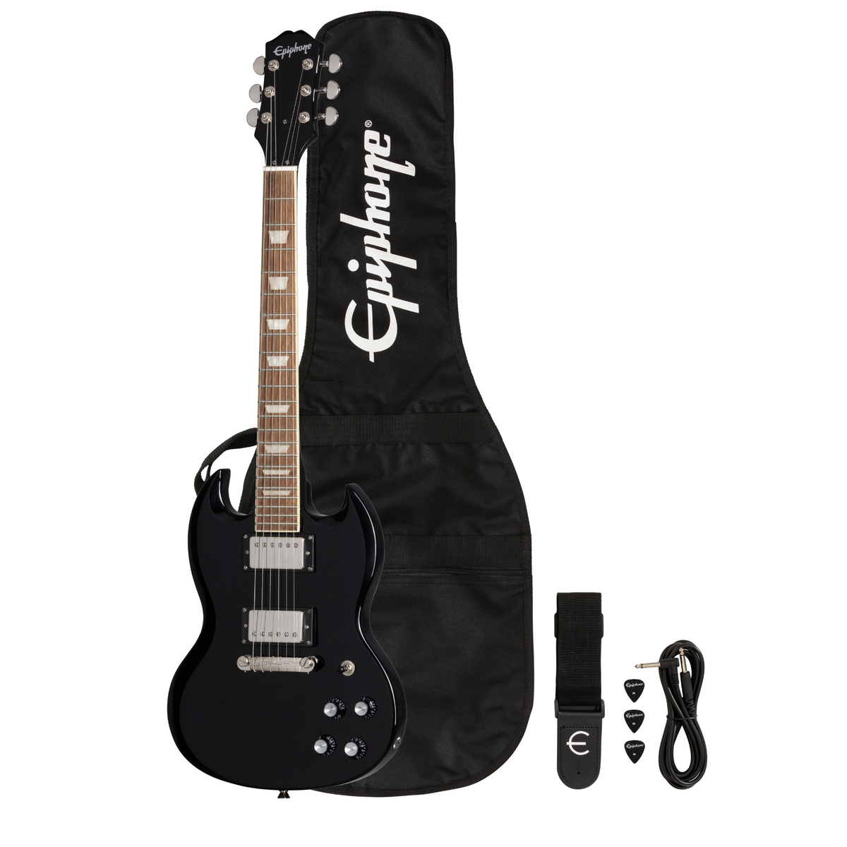 Epiphone Power Players SG Electric Guitar, Dark Matter Ebony w/Gig Bag