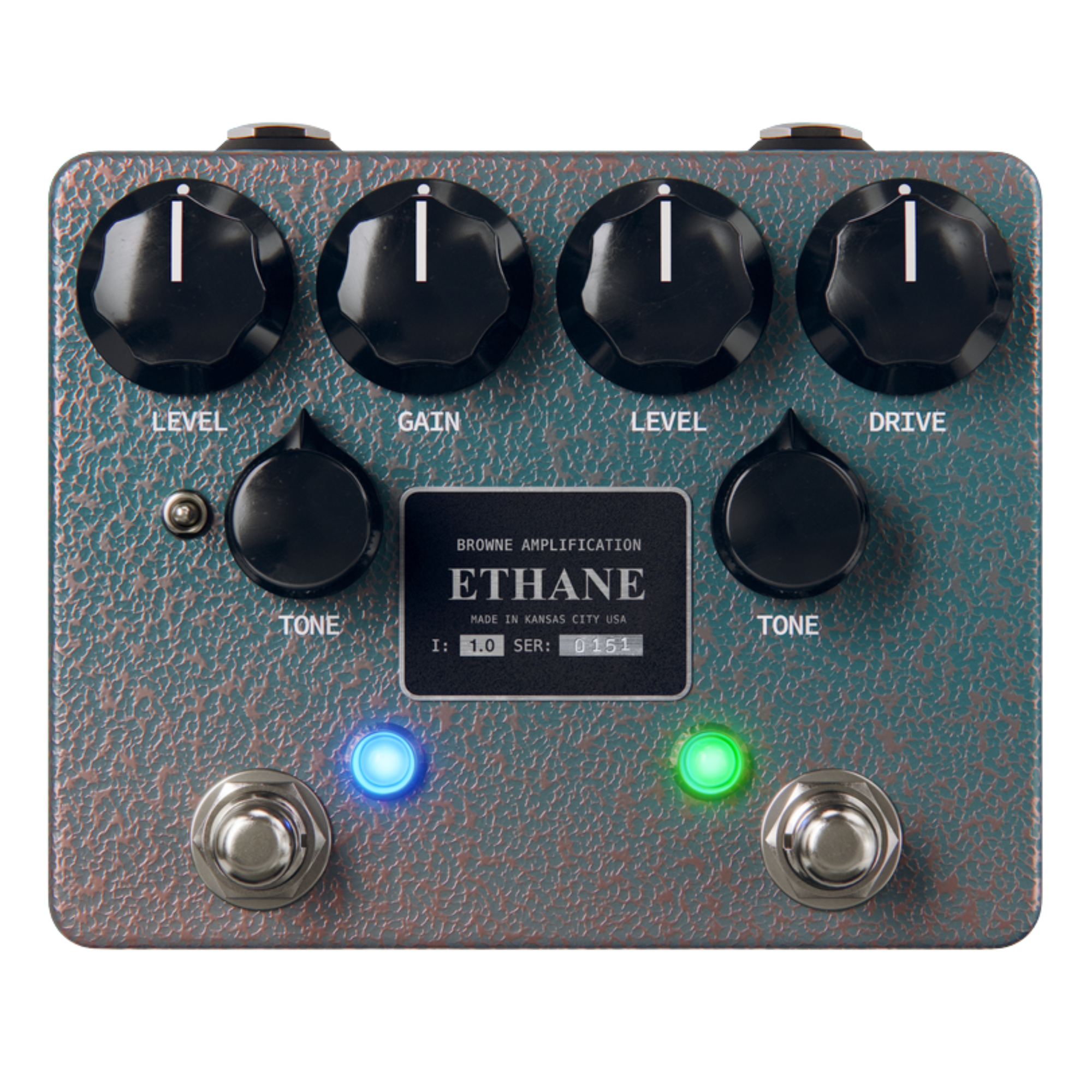 Browne Amplification Ethane Overdrive Effect Pedal, Aqua Copper Vein Browne Amplification Ethane Overdrive Effect Pedal, Aqua Copper Vein