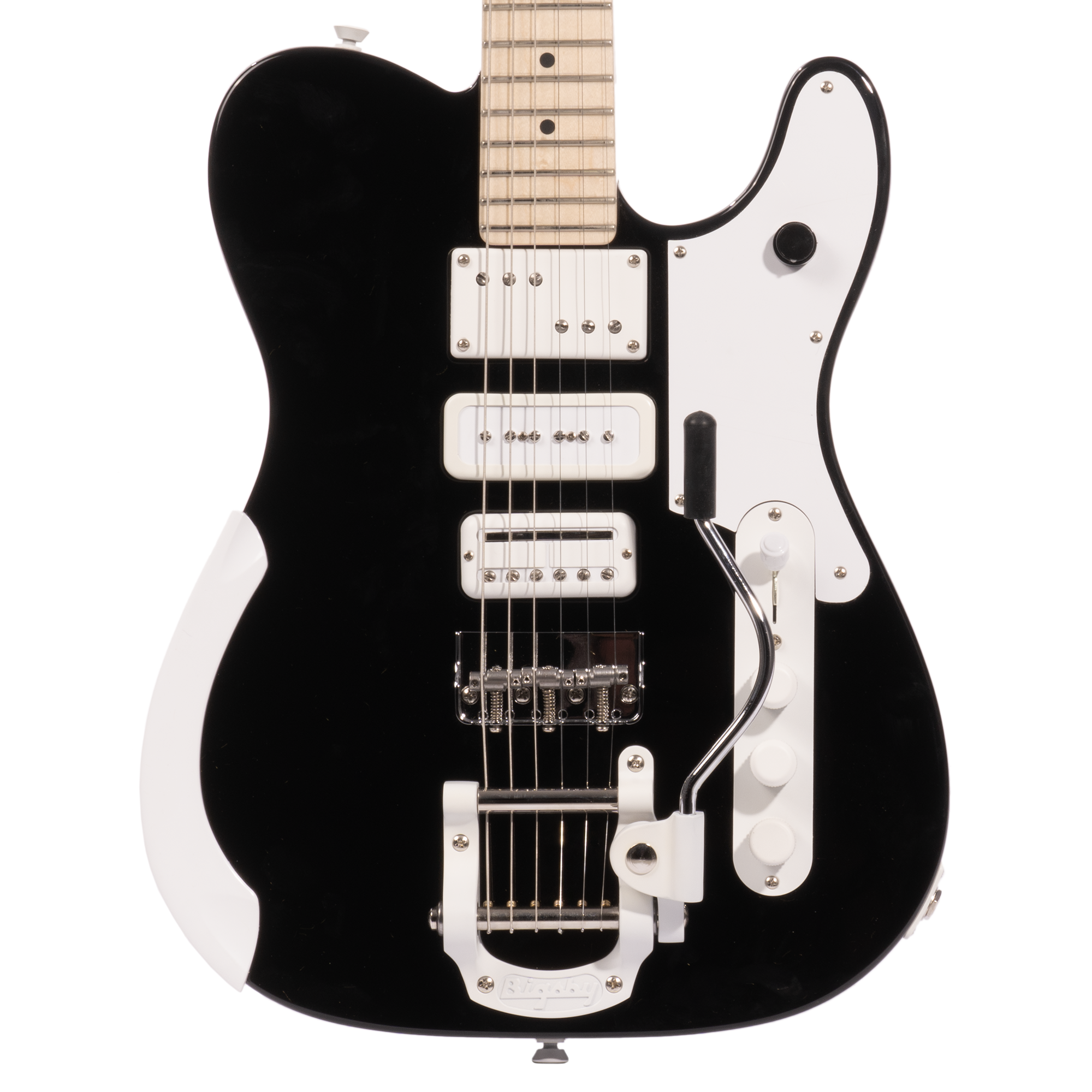 Vシェイプ　エレキギター ホワイト/ブラック Fender Jack White Triplecaster Chambered Electric Guitar, Maple Finger