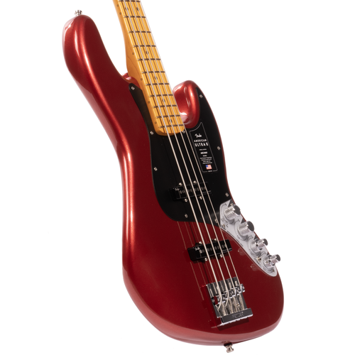 Fender American Ultra II Jazz Bass Guitar, Maple Fingerboard, Sinister Red