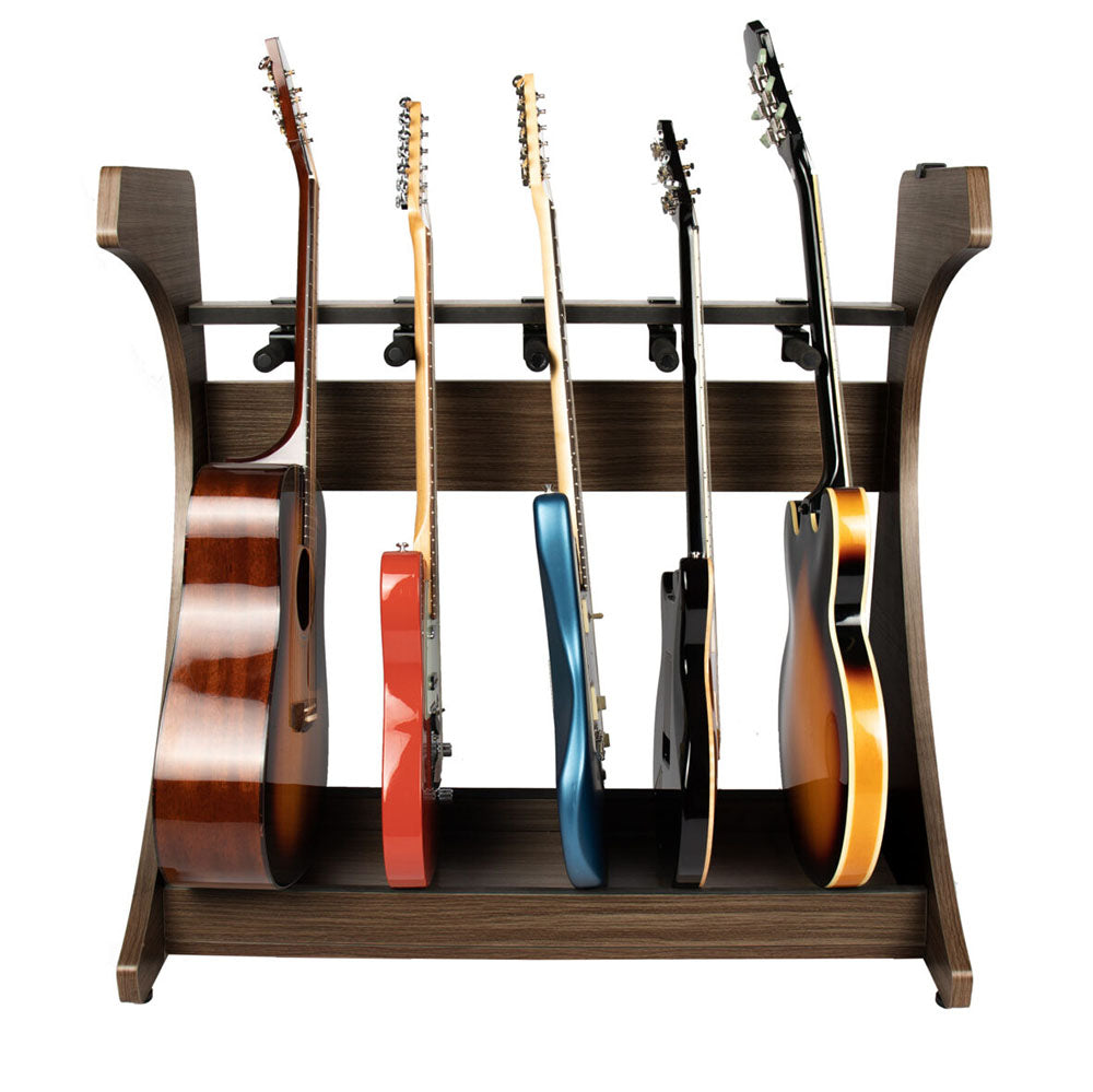 Gator Cases Frameworks Elite 5-Space Electric/Acoustic Guitar Rack, Dark Walnut Brown