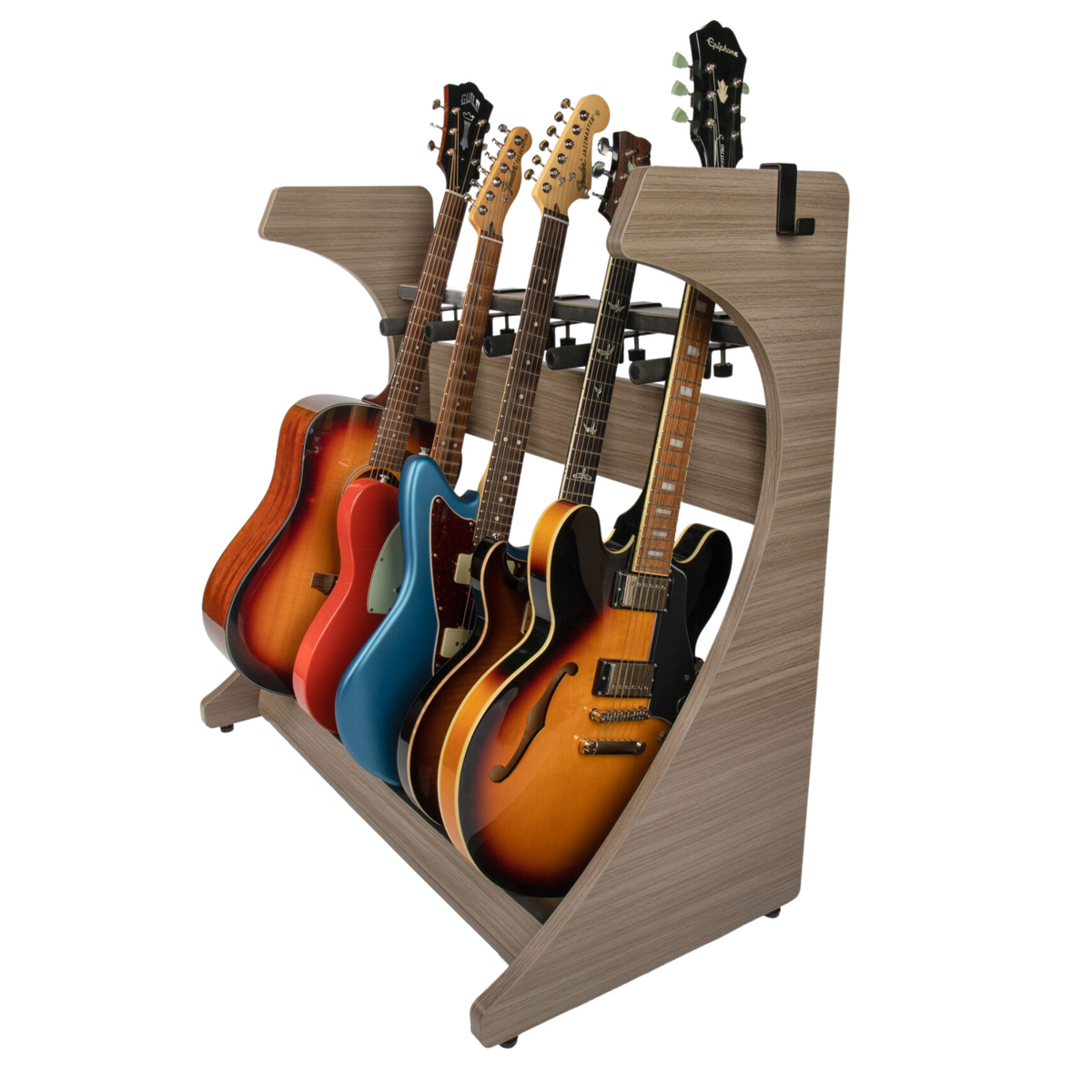 Gator Frameworks Elite 5-Space Electric/Acoustic Guitar Rack, Driftwood Grey