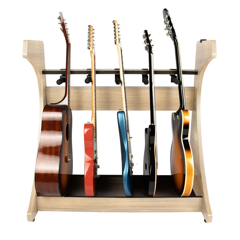 Gator Cases Frameworks Elite 5-Space Electric/Acoustic Guitar Rack, Natural Maple