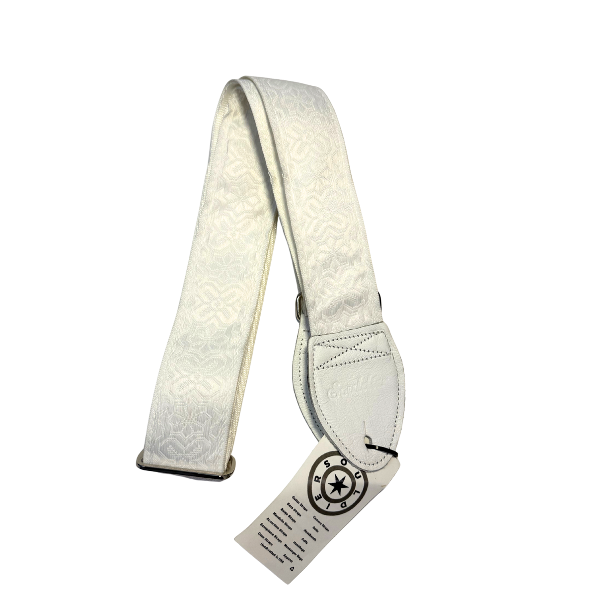 Souldier 2" White Wedding Guitar Strap, White w/ White X's
