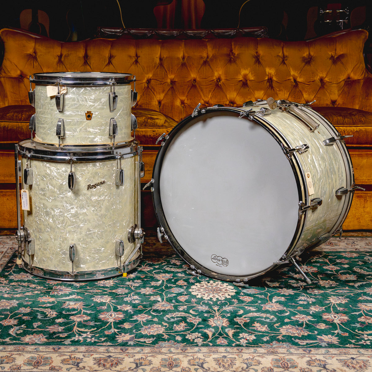 ‘50s WFL Drum Set, White Marine Pearl w/ Rogers Holiday Floor Tom and Hardware - Used