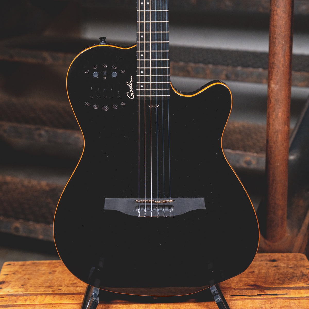 2019 Godin ACS-SA Slim Nylon String Acoustic Guitar, Black W/OGB - Used