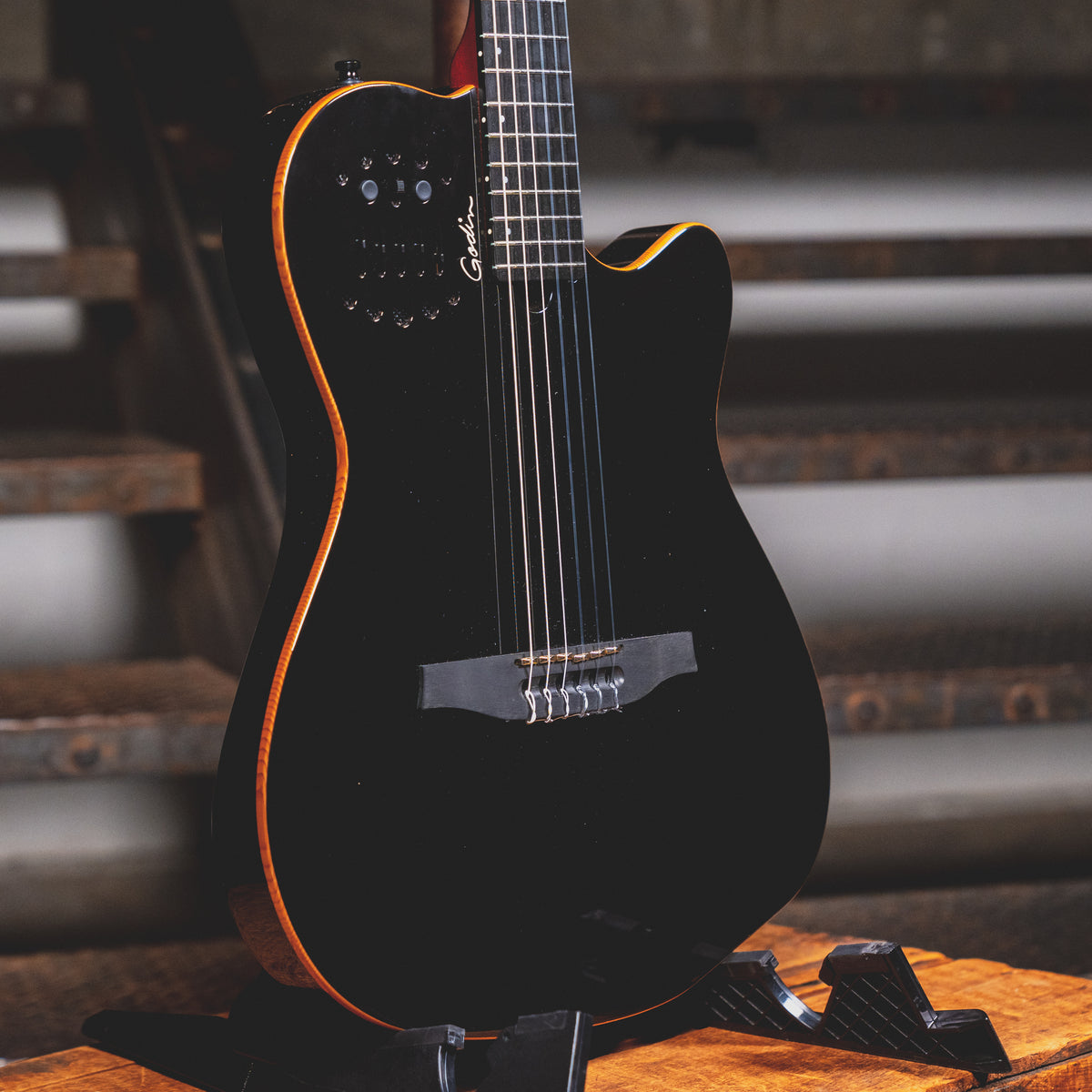 2019 Godin ACS-SA Slim Nylon String Acoustic Guitar, Black W/OGB - Used