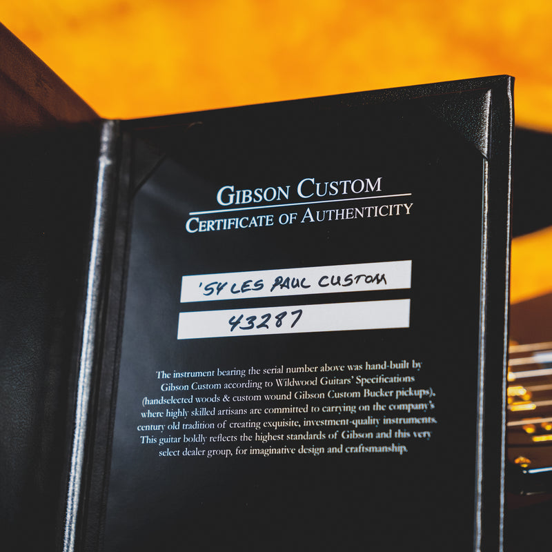 2023 Gibson Custom Shop 1954 Les Paul Custom Wildwood Spec, Ebony Gloss, Bigsby Tailpiece w/OHSC - Used