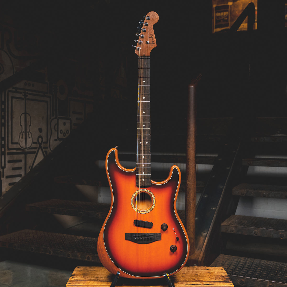 2021 Fender American Acoustasonic Stratocaster Guitar, Sunburst w/OGB - Used