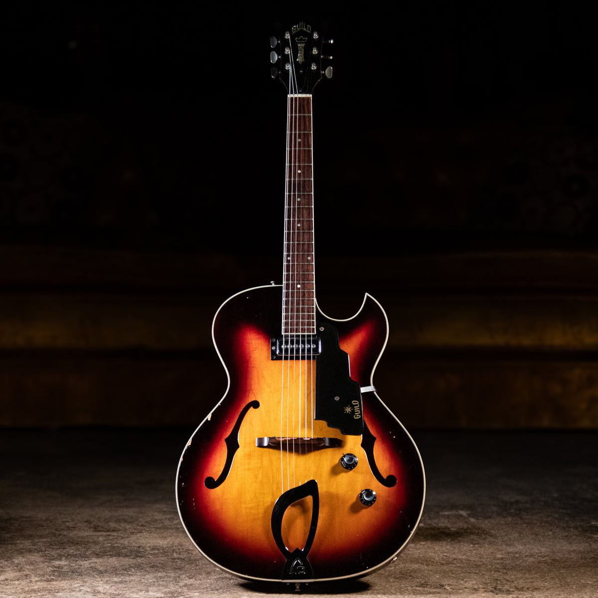 1964 Guild T-100 Slim Jim Hollowbody Electric Guitar, Sunburst w/OHSC - Used