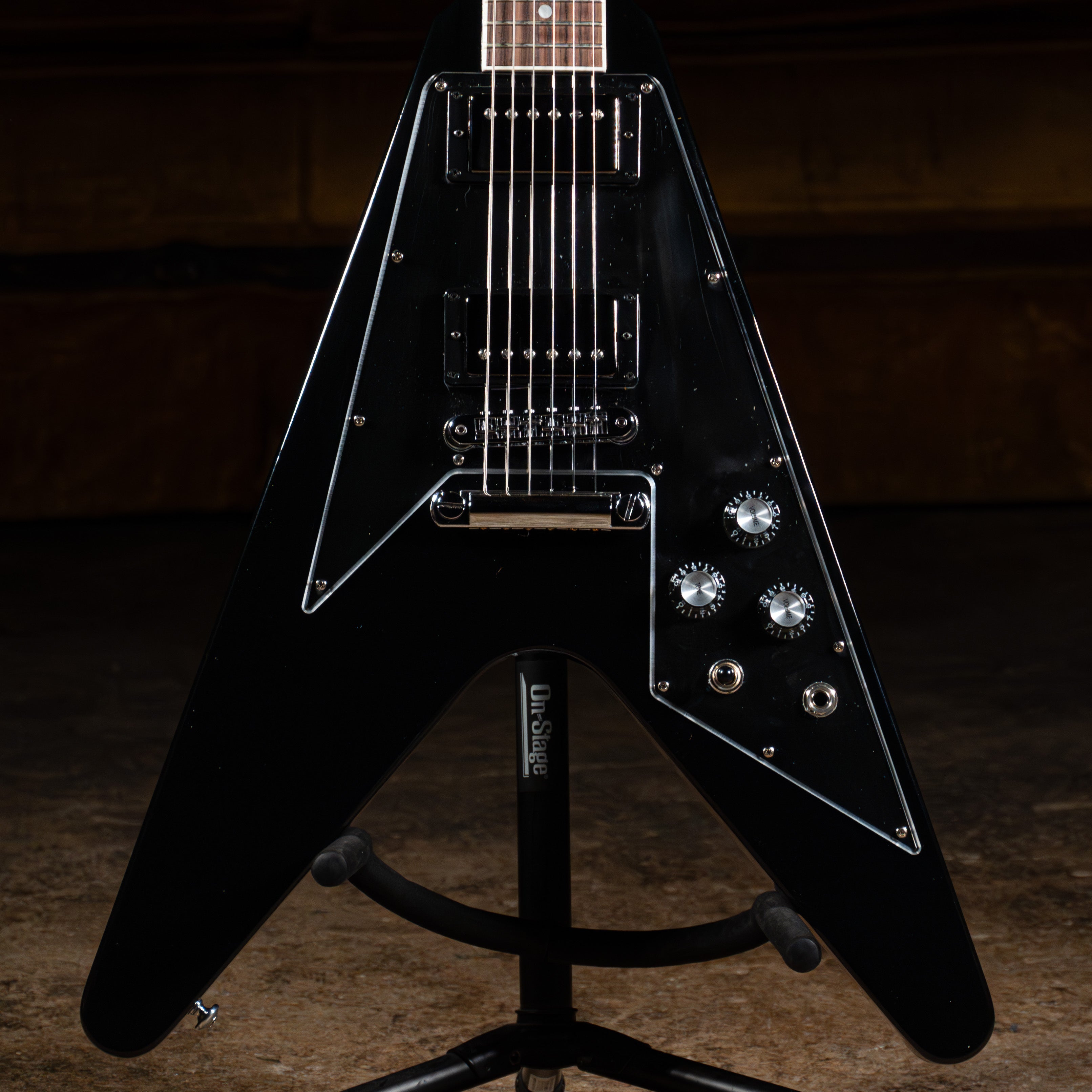 2021 Gibson '70s Flying V Electric Guitar, Mirror Pickguard, Ebony w/O