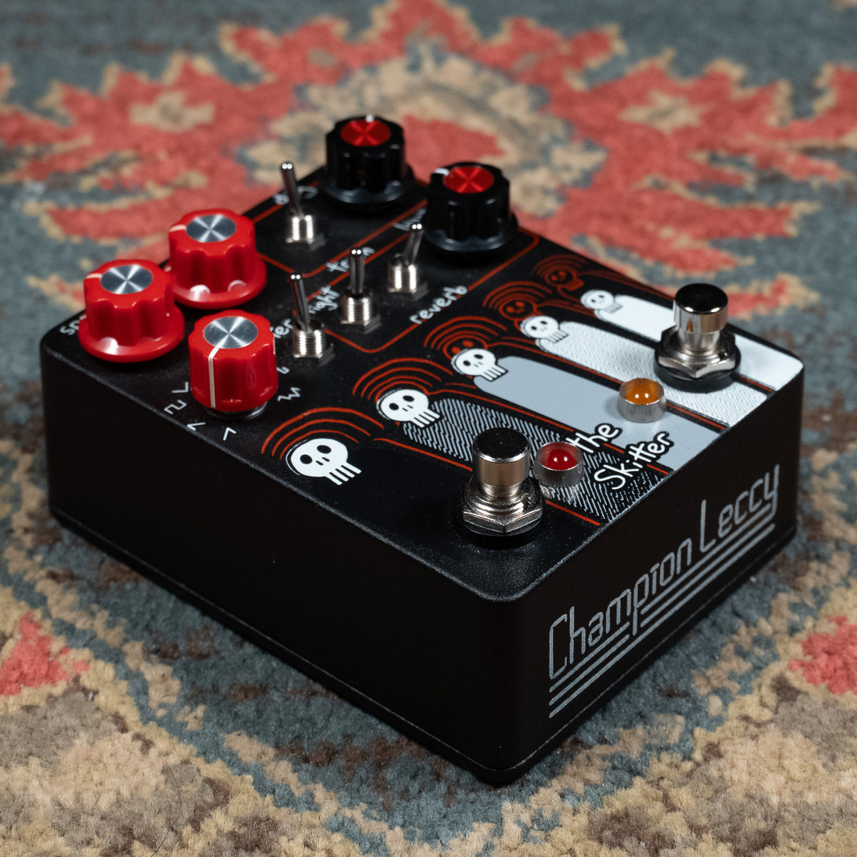 Champion Leccy Skitter V2 Reverb and Tremolo Effect Pedal, Black - Used