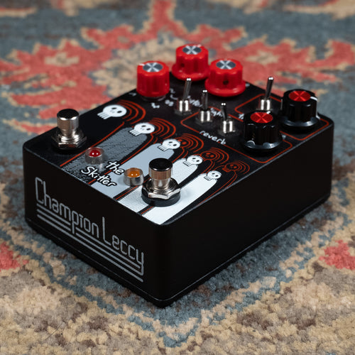 Champion Leccy Skitter V2 Reverb and Tremolo Effect Pedal, Black - Used