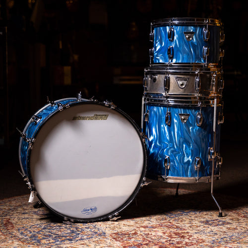 Ludwig Standard S-300 Drum Kit, Blue Satin Flame Rewrap w/ Aluminum Snare - Used