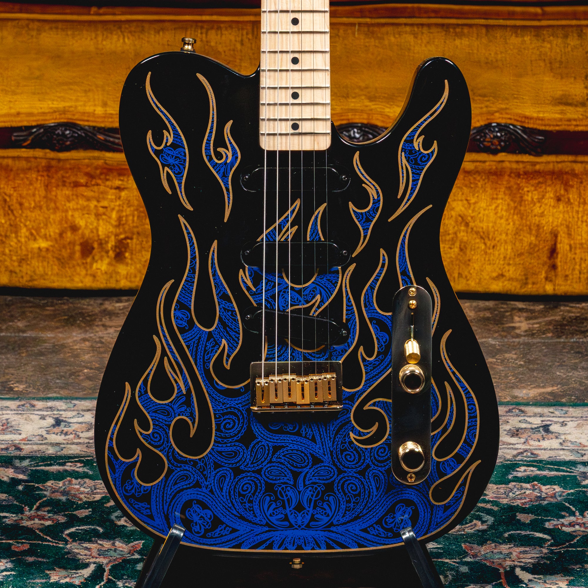 2022 Fender James Burton Telecaster Electric Guitar, Blue Paisley Flam