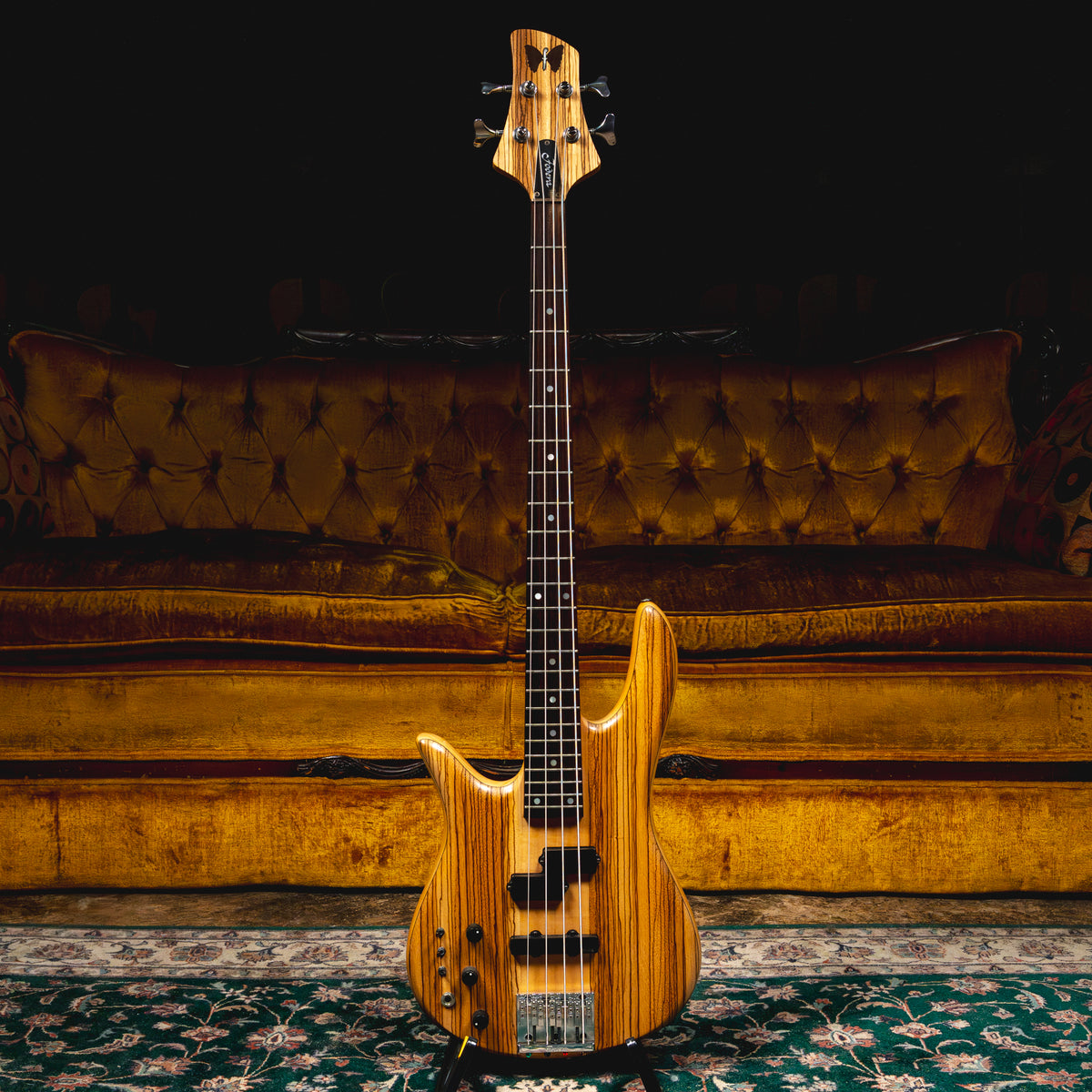 1986 Fodera Custom Monarch 4 Left Handed Electric Bass Guitar, Natural w/ Gig Bag