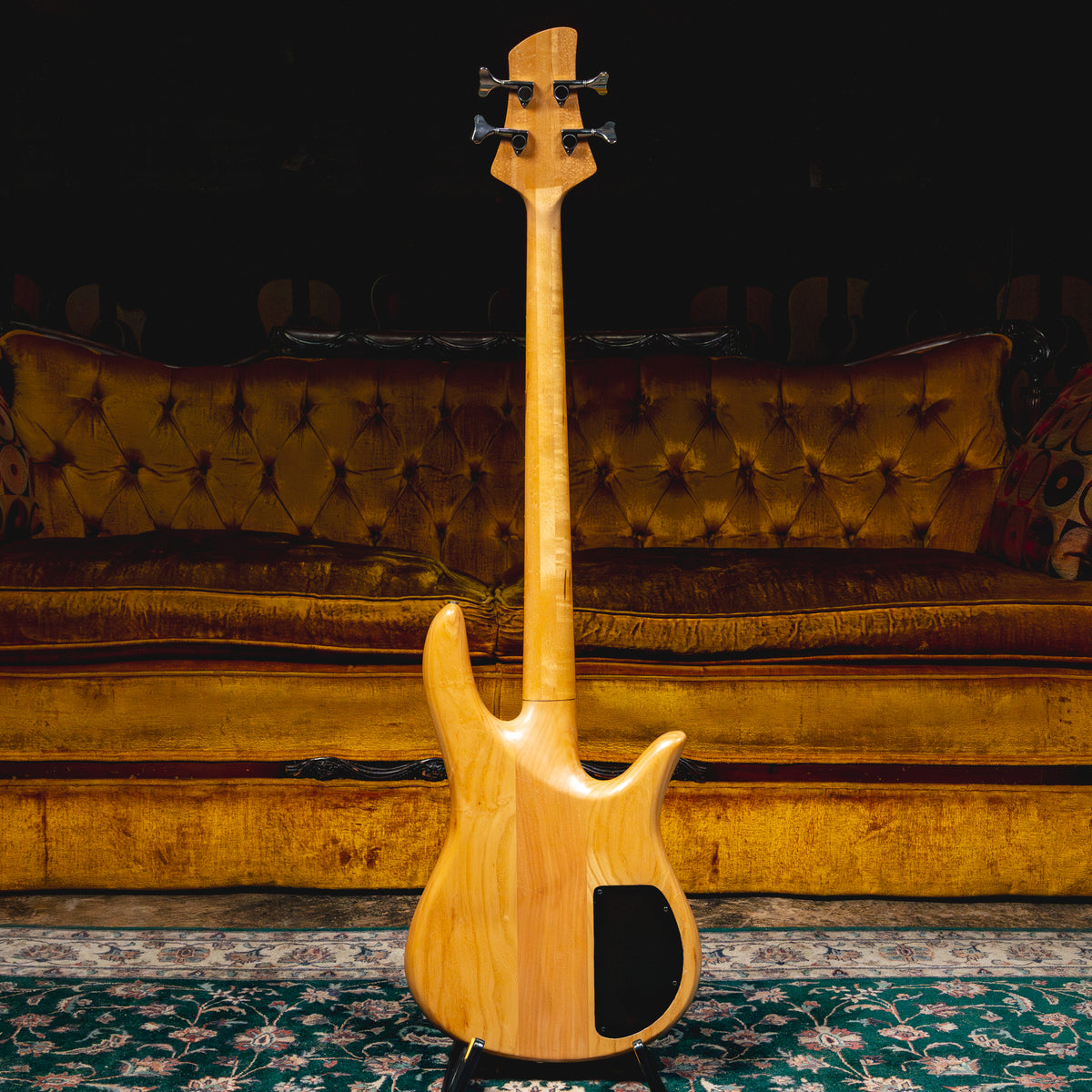 1986 Fodera Custom Monarch 4 Left Handed Electric Bass Guitar, Natural w/ Gig Bag