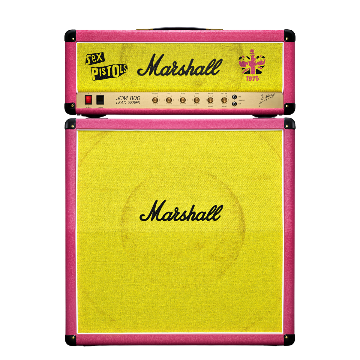 Marshall JCM 800 Sex Pistols 50th Anniversary Half Stack Guitar Amplifier, Anarchic Pink/Yellow