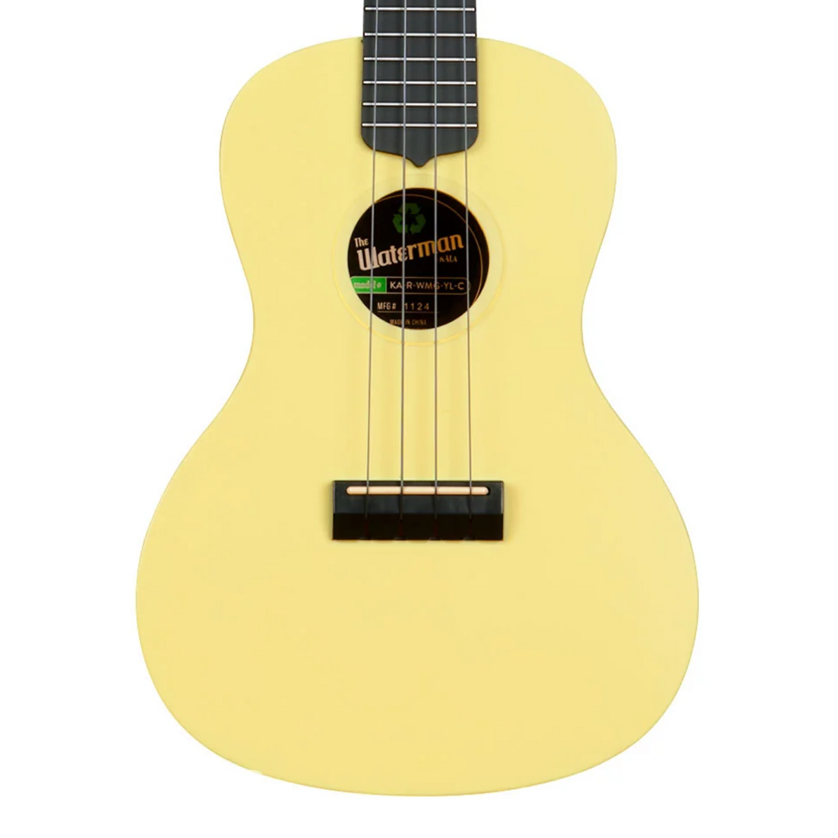 Kala Recycled Waterman Concert Ukulele, Matte Starlight Yellow Glow-in-the-Dark w/ Tote Bag