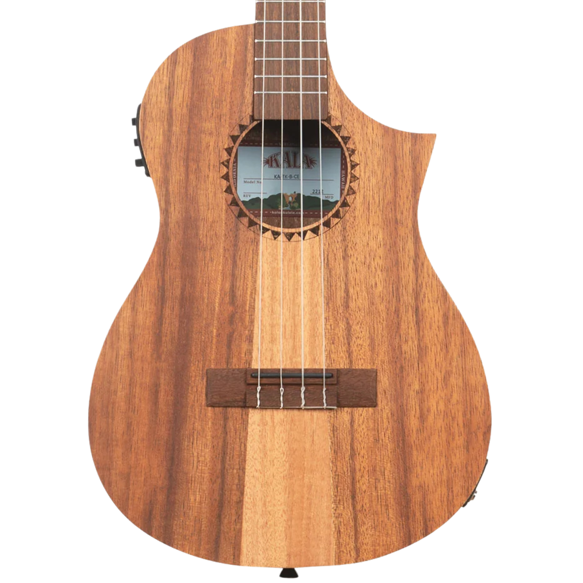 Kala Teak Tri-Top Baritone Ukulele w/ Cutaway & EQ, Satin Natural