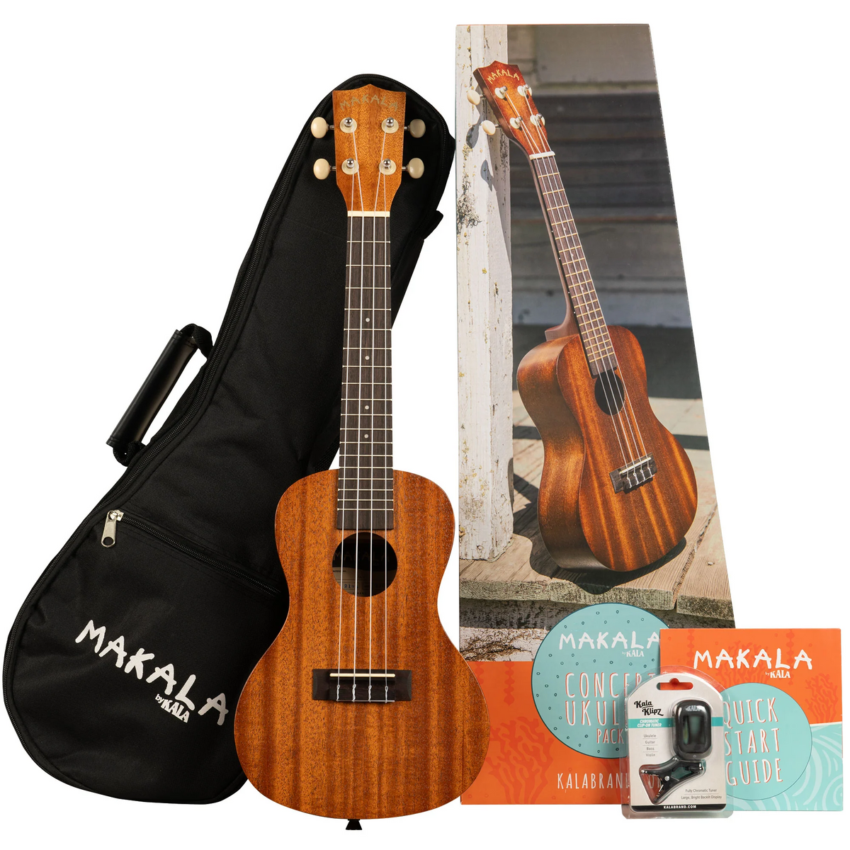 Kala MK-C Makala Concert Ukulele Pack, All-Mahogany w/ Bag & Tuner