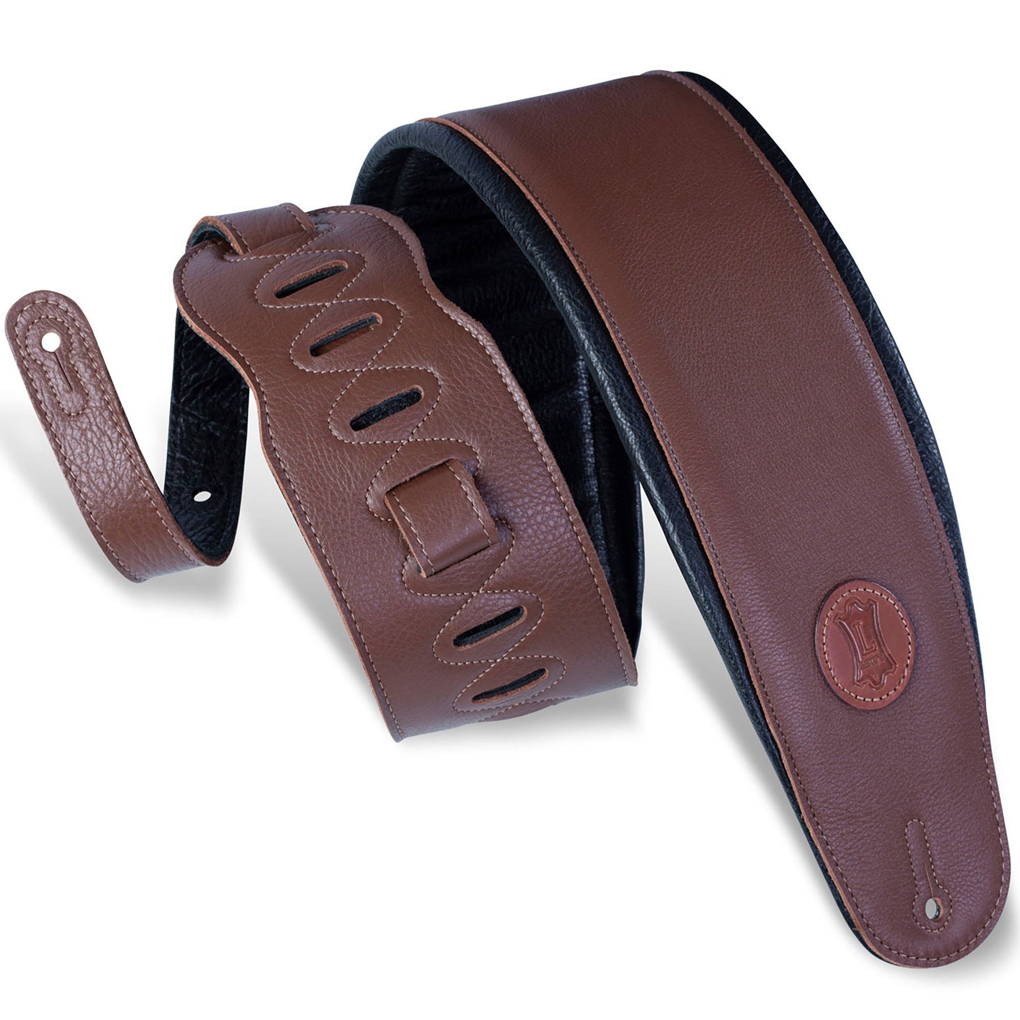 Levys 4 1 2 Inch Garment Leather Bass Strap with Foam Padding Brown