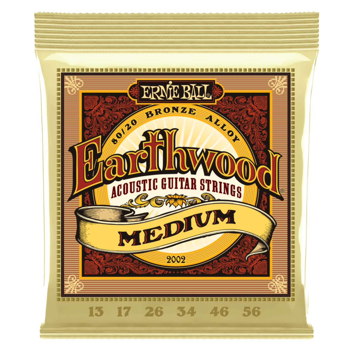 Ernie Ball Earthwood 80/20 Bronze Acoustic Guitar Strings, 13-56, Medium
