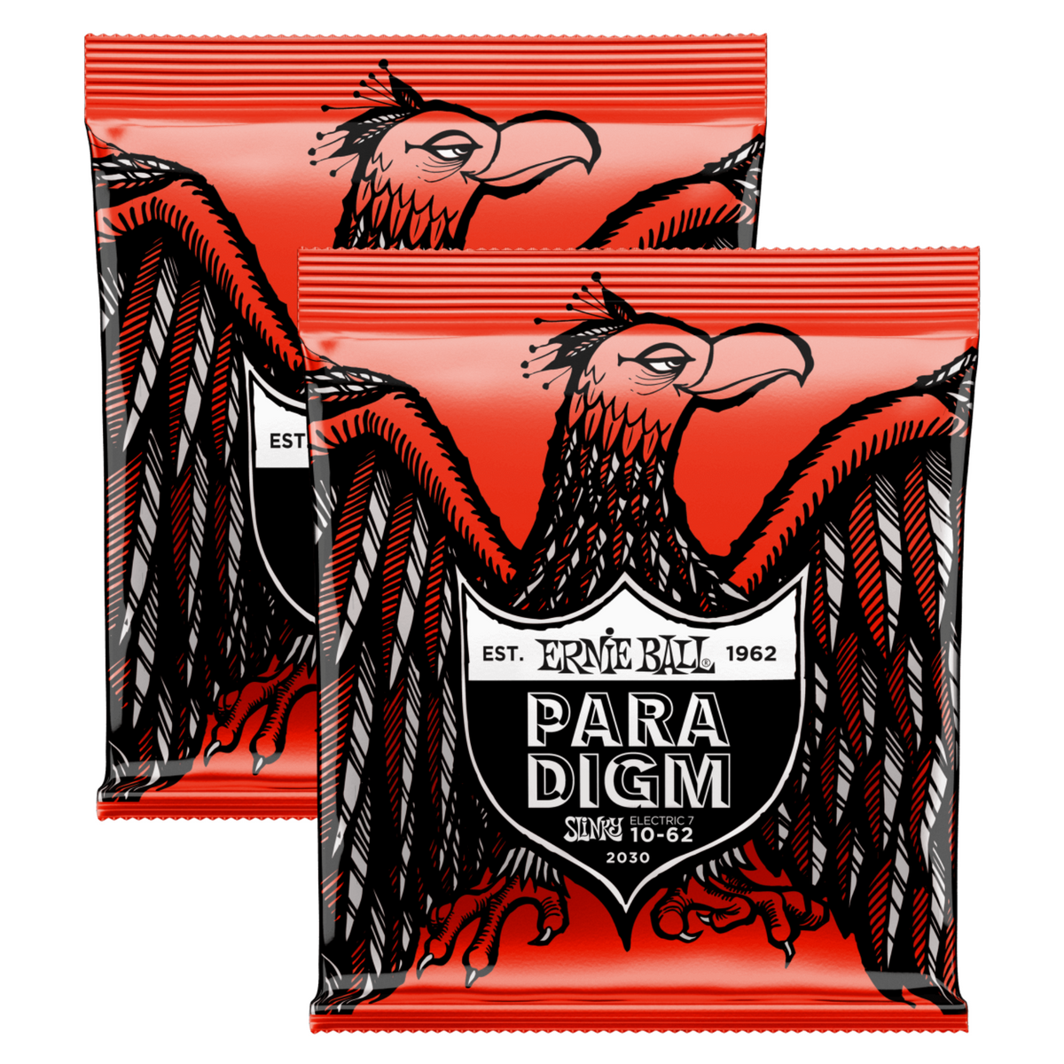 Ernie Ball 2-Pack 10-62 Paradigm Skinny Top Heavy Bottom Slinky 7-String Electric Guitar Strings