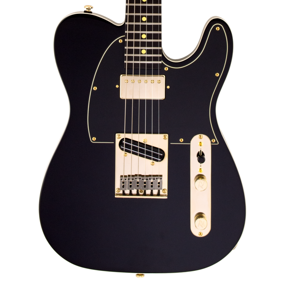 Reverend Pete Anderson Eastsider Custom Midnight Edition Electric Guitar, Black w/Gold Hardware
