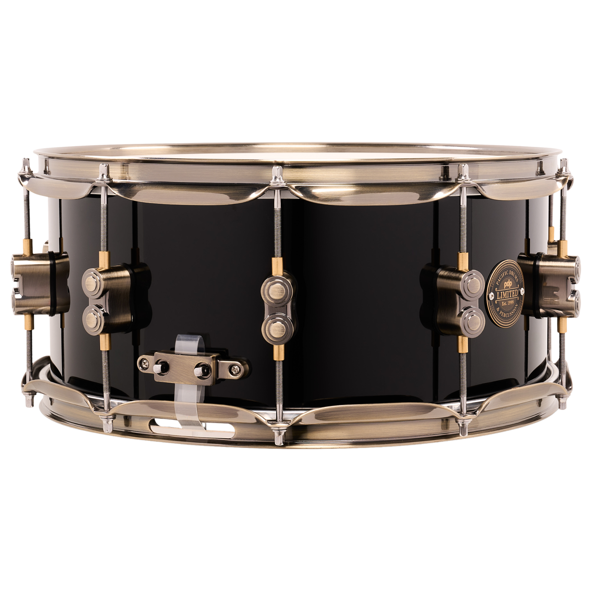 PDP Limited Edition 6.5x14" Maple Snare Drum, Piano Black w/ Antique Bronze Hardware