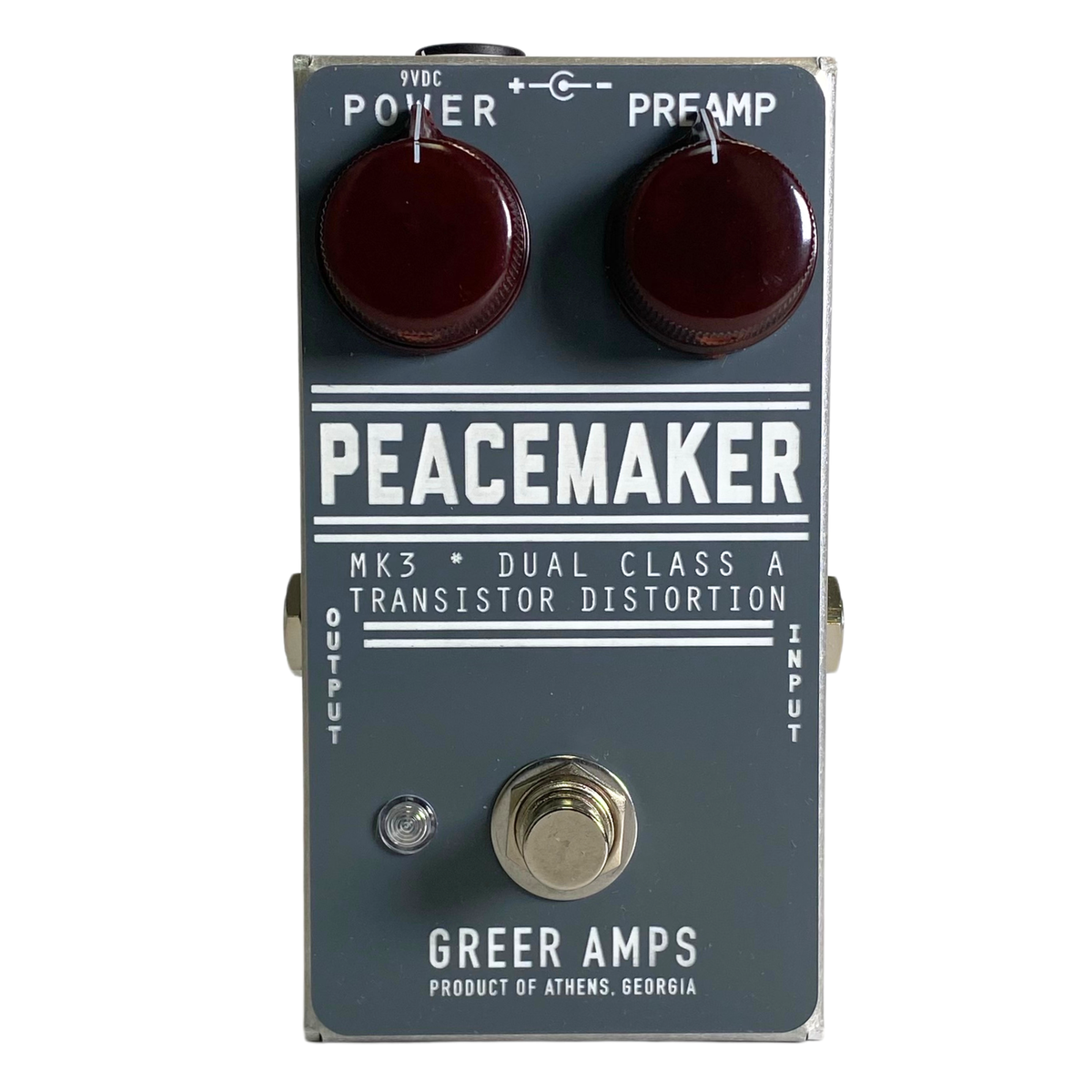 Greer Amps Peacemaker MK3 Dual Class A Transistor Distortion Effect Pedal, Gray