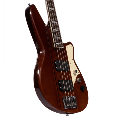 Reverend Thundergun Electric Bass Guitar, Rosewood Fingerboard, Violin Brown