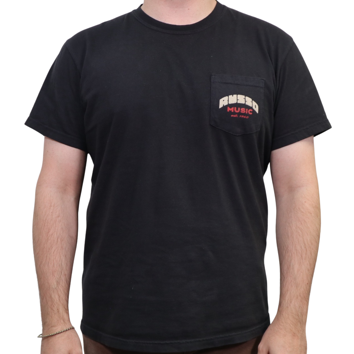 Russo Music Pocket T-Shirt, Red/Cream on Black
