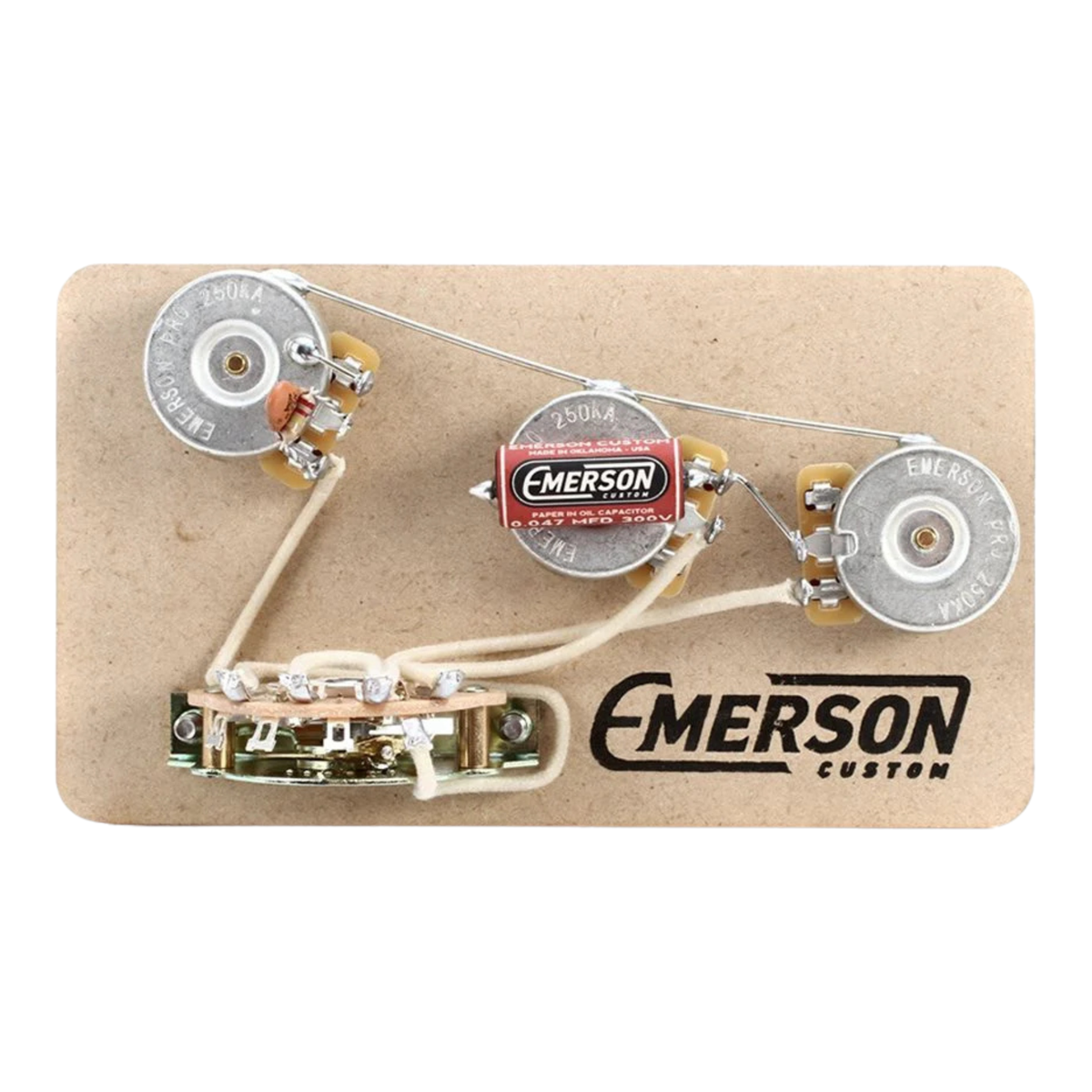 Emerson Custom 5-Way Stratocaster Prewired Kit, 250K Ohm Potentiometer