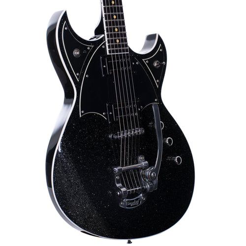 Reverend Reeves Gabrels Spacehawk Electric Guitar, Ebony Fingerboard, Midnight Black Sparkle